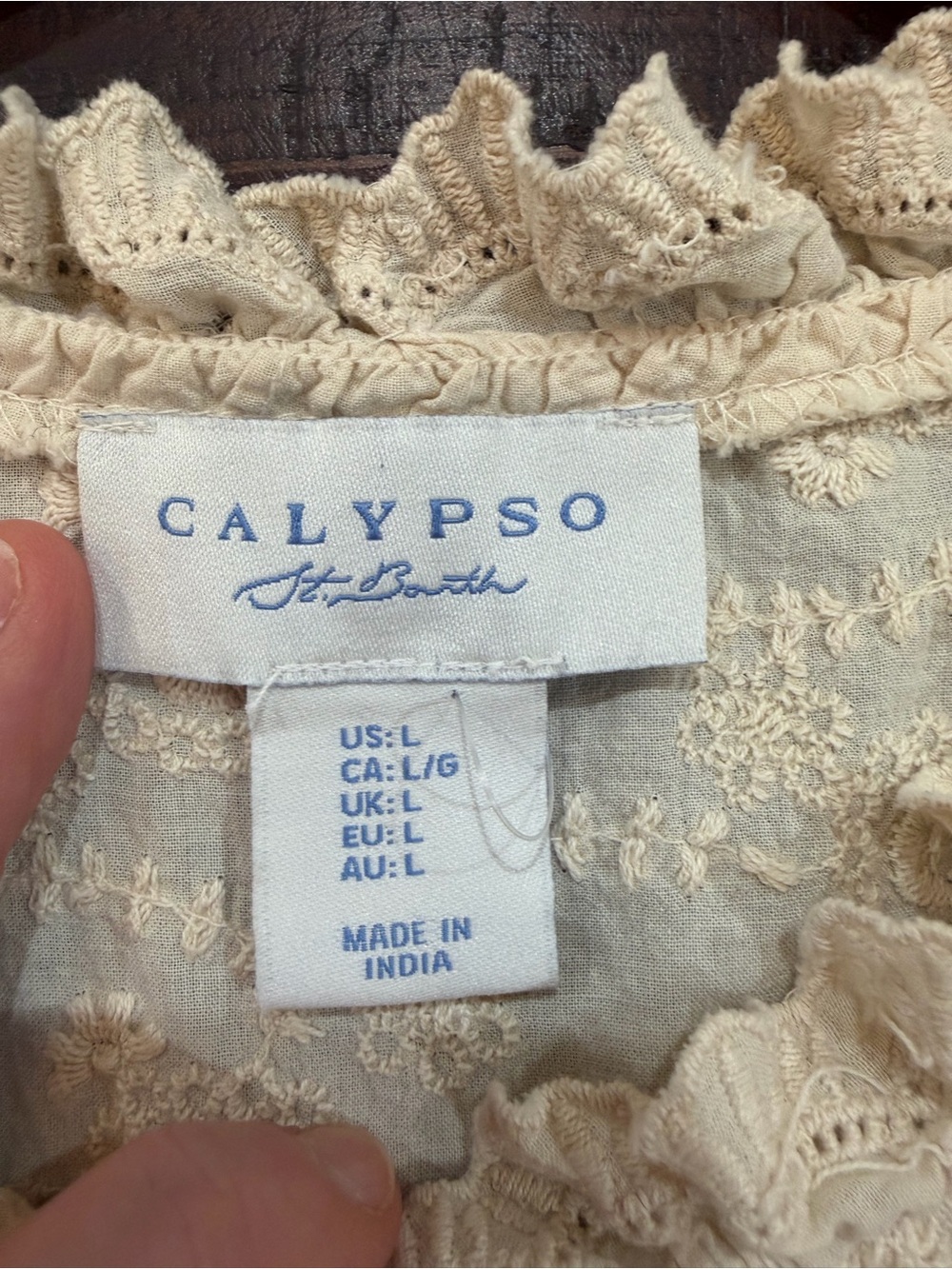 Calypso St Barth Cotton Eyelet Lace Blouse Top Cream Romantic Cottagecore L - Picture 3 of 13